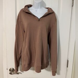 C&C California Women’s Mauve Quarter Zip-Up Sweater